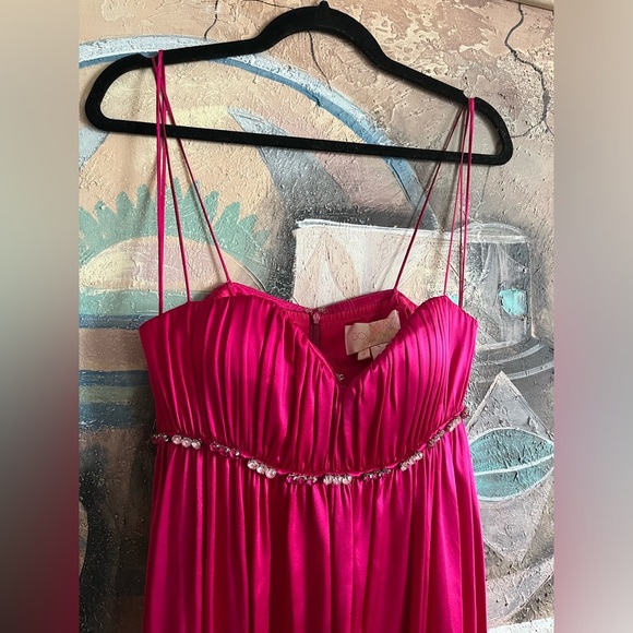 Marc Bouwer Glamiti 100 % Silk Pink Formal Long Dress - Picture 3 of 16